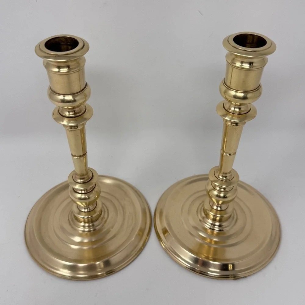 Vintage Baldwin Solid Brass Candlesticks Pair Forged in America 8